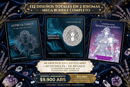 ASTRO & TAROT – Libro de Colorear Premium (Bilingüe) + Amazonas del Zodíaco de REGALO